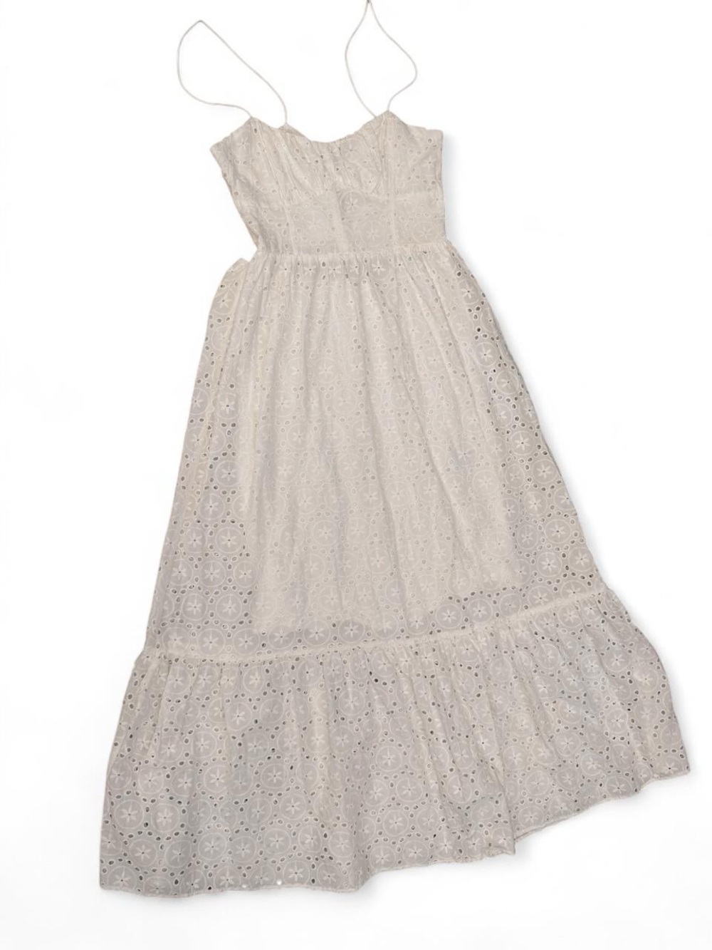 Zara White Eyelet Maxi Dress ✦ Open Back Summer Dress - Picture 3 of 8